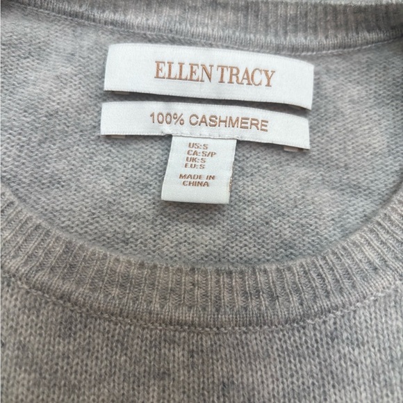 ELLEN TRACY 100% CASHMERE LIGHT GRAY CLASSIC LONG SLEEVE CREW NECK SWEATER SZ S - Picture 5 of 8